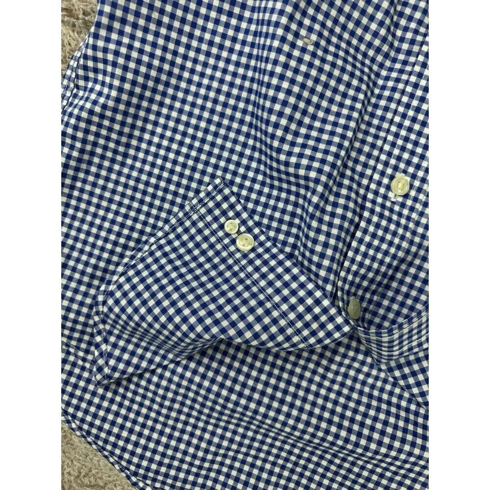 Polo Ralph Lauren Boy's M 10-12 Blue Gingham Check Button Down Shirt Long Sleeve